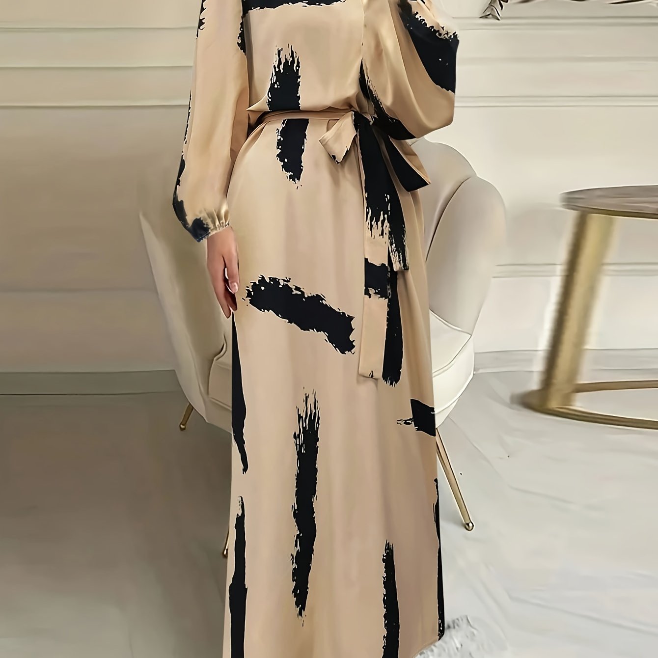 Arabic Traditional Attire Autumn Women's Elegant Dress