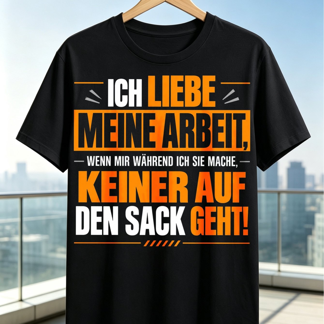 Image of With German Ich Liebe Meine Arbeit Wenn Mir Wahrend Ich Sie Mache Auf Den Sack Geht Orange White Work Humor Unisex T-shirt