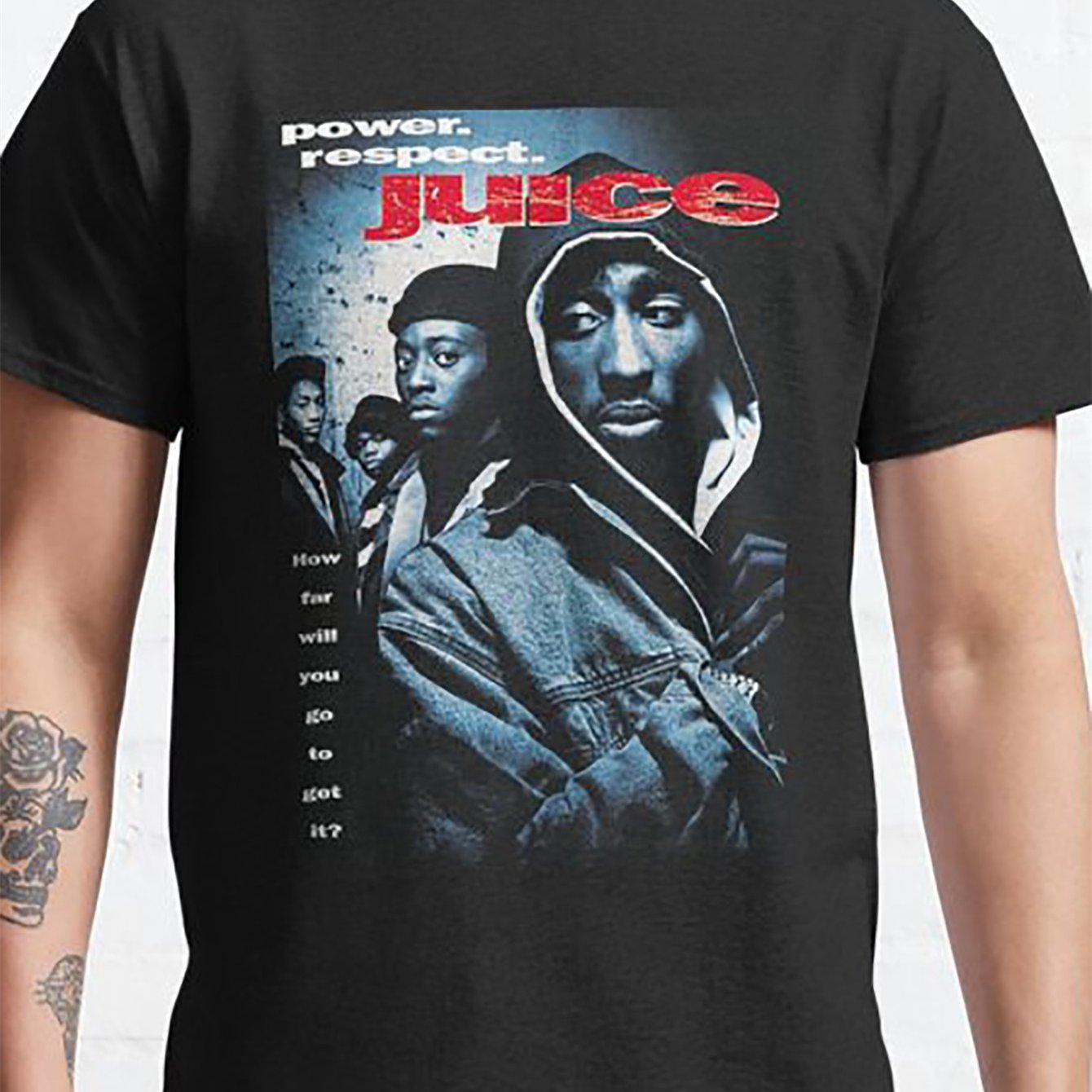 TEMU T-shirt graphique pour homme avec texte rouge "Juice" & design streetwear - Coupe ample, décontracté, manches courtes, col rond, idéal pour une
