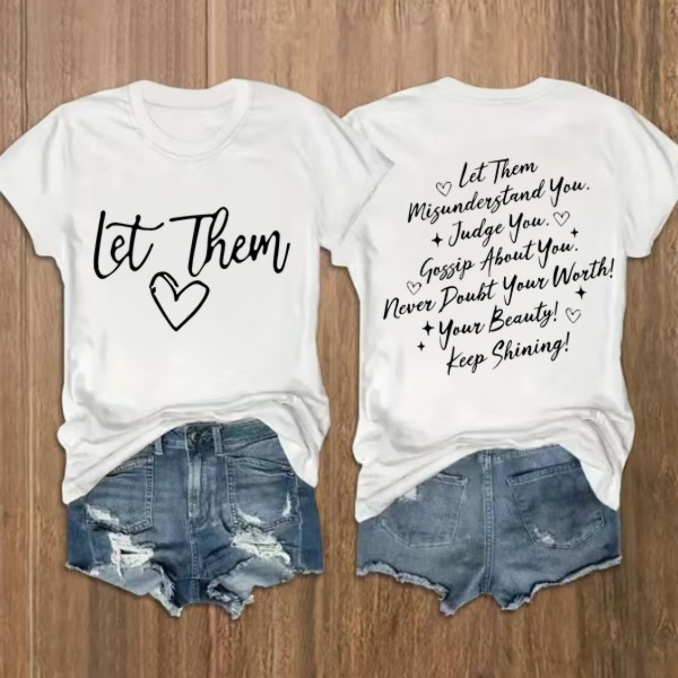 TEMU Women's Printed T-shirt - Speak | White Top, Loose Casual Daily Party Shirt, Spring Summer Wear, Machine Washable, Short Sleeve, Fashionable Design, Soft Texture, Feminine Style