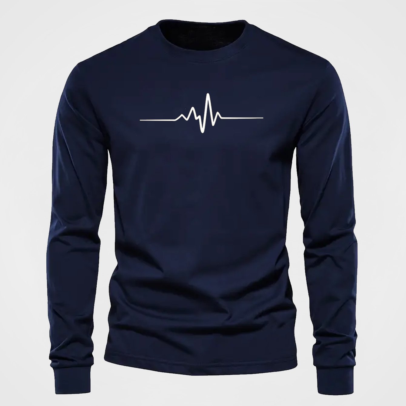 Image of Radio Wave Cartoon Print Tee Shirt, Tees For Men, Casual Long Sleeve T-shirt For Autumn And Winter