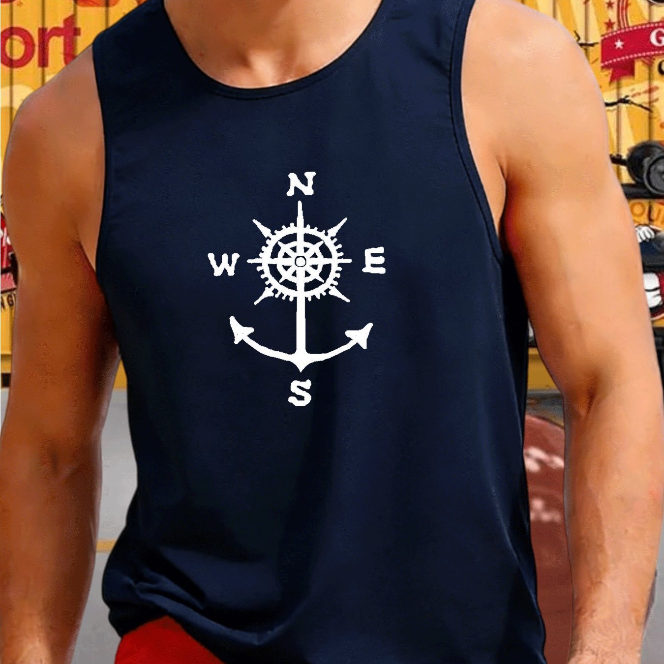 TEMU Men's Sports Top Made Of 100%, Breathable And Moisture-wicking, Perfect For Summer Workouts. Loose Fit, In Large Sizes, Suitable For Outdoor