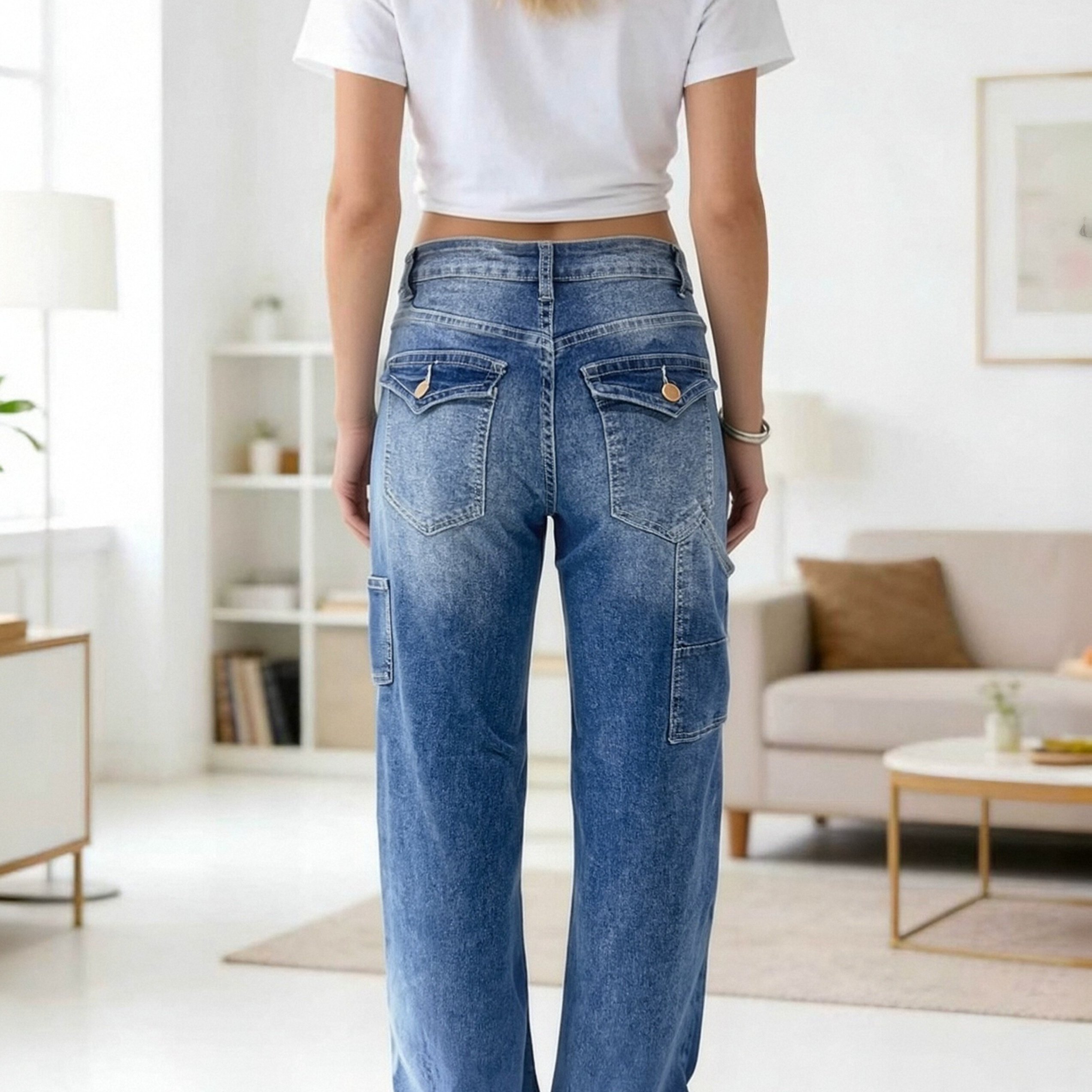 TEMU [hme] Jeans | American Workwear Wide-leg Jeans - High-waisted And Loose Fit Optimizes , Double-sided Workwear Is , Light Is Versatile And ,