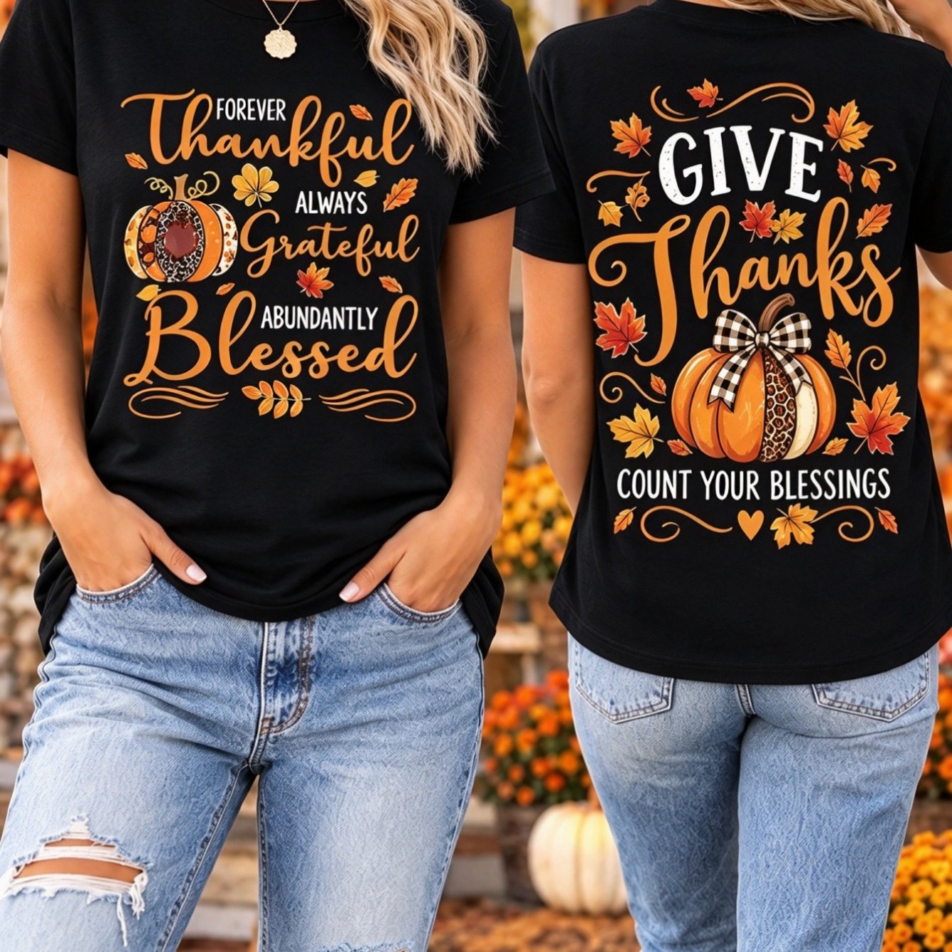 TEMU Women's Fall Pumpkin And Autumn Leaf Thanksgiving Text Print T-shirt, Crew Neck Short Sleeve Loose For Thanksgiving , Casual Daily Wear And