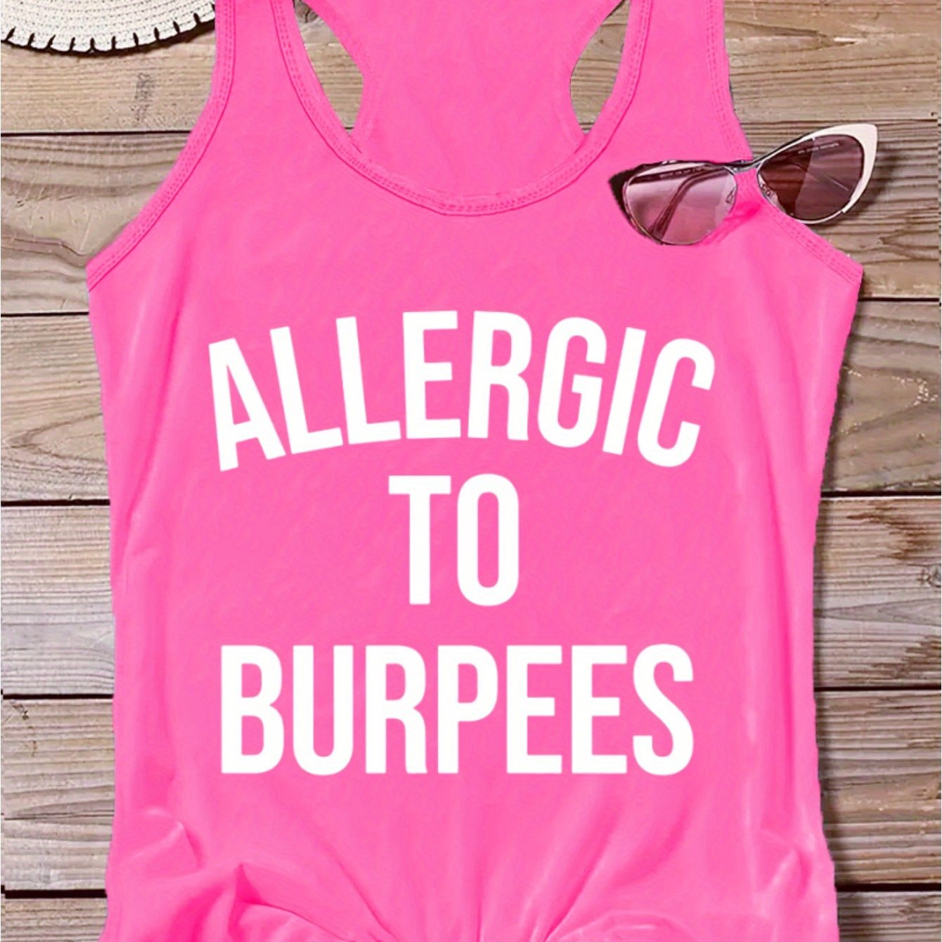 TEMU Camiseta sin mangas con estampado de de moda, camiseta sin mangas deportiva de cuello , ropa deportiva para mujer.