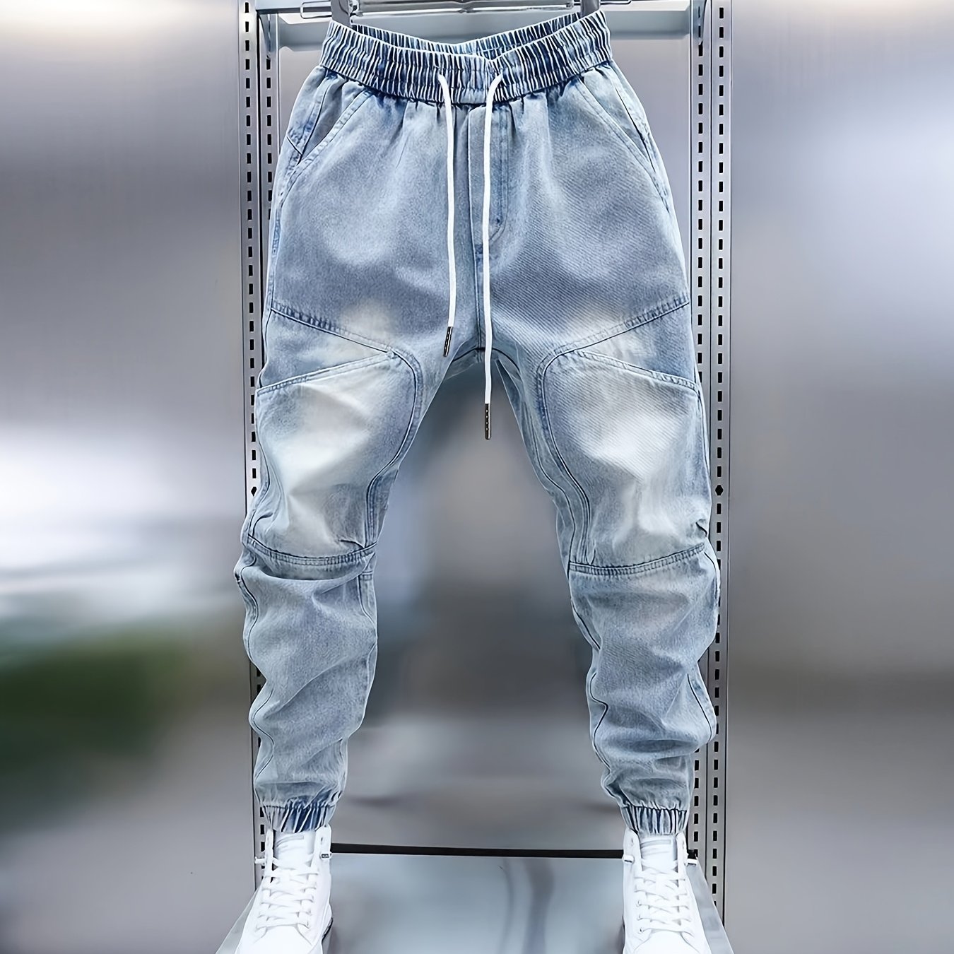 Men's Four-season Slim-fit Casual Jeans, Light Blue