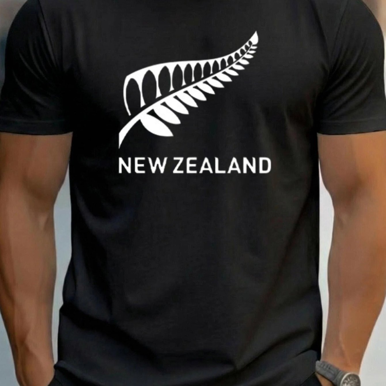 TEMU New Zealand Print, Breathable Casual Fashion Men's T-shirt
