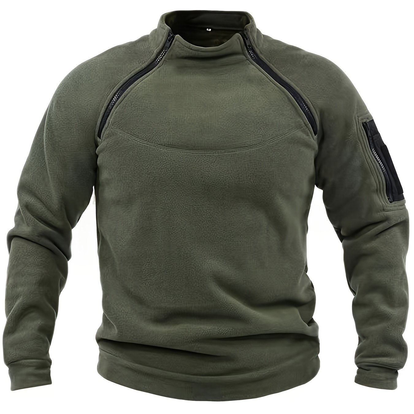 Men's Stand Collar Sweatshirt Autumn Winter Warm Outdoor Casual Solid Color Breathable Jacket