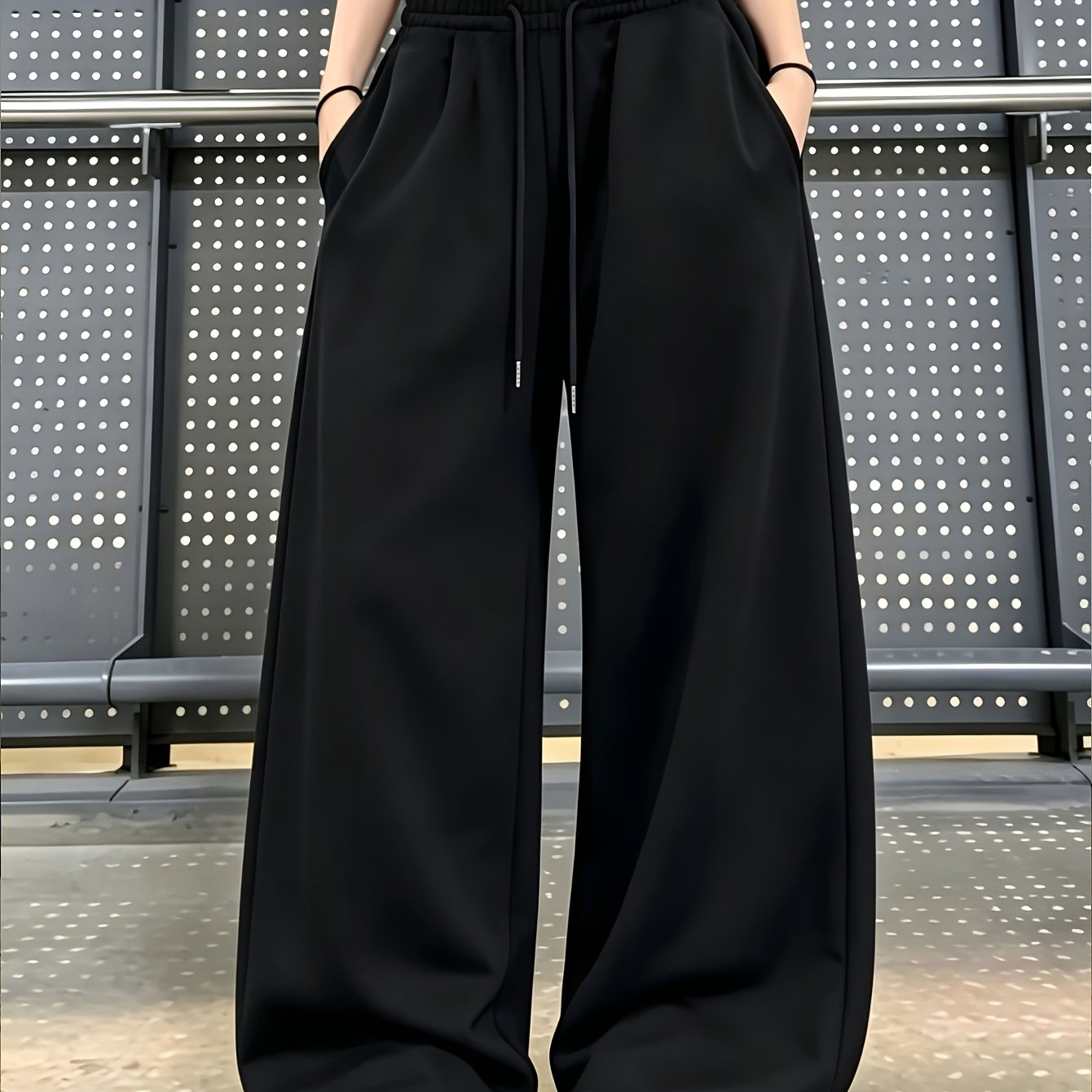 TEMU Pantalon Long Doublé pour Femme Automne/Hiver - Élégant, Décontracté, - Créatif, Tendance, , Cool, Simple, Polyvalent, , -cool, Style , Y, Style