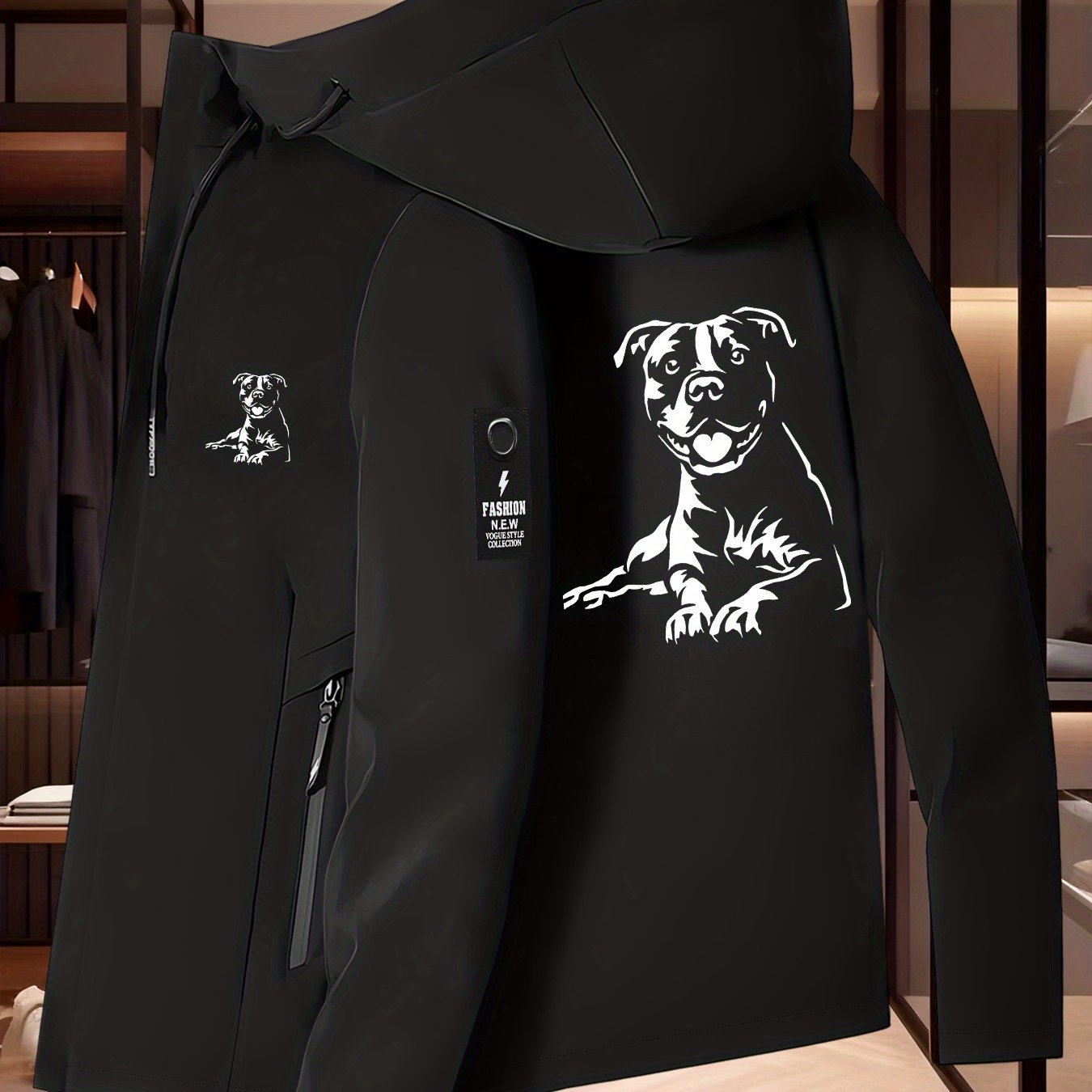 TEMU 's Windbreakers With Dog Patterns, Outdoor Climbing Jackets For Men And Women