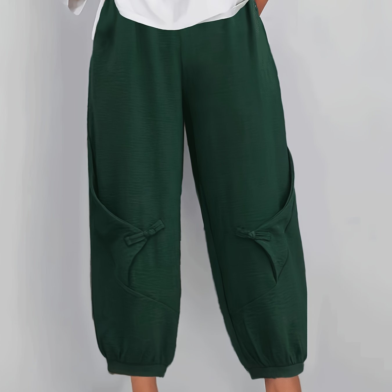 Women for Pants - Elastic Waist Slant Pocket Carrot Pants (Color