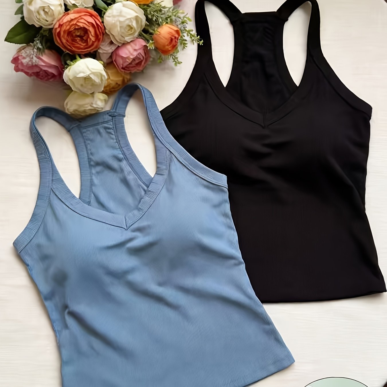 Image of 2pcs Set Elegant Women's Vest Casual Vest V-neck Solid Color Vest Easy Temperament Commuter Base Layer With Padding Short Crop Festival Halloween Full Festival Back-to- - Clothing
