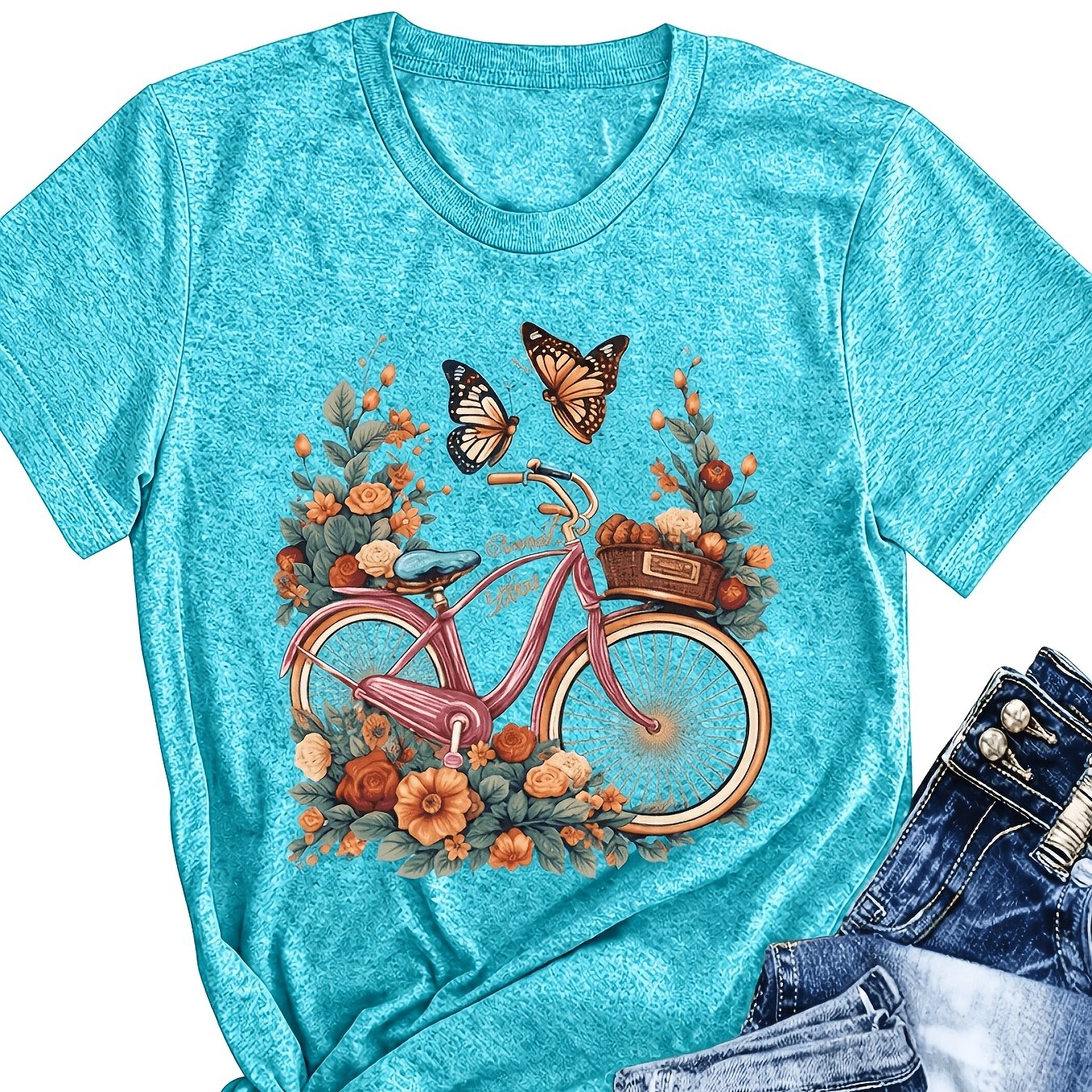 Plus Size, 2024 Cross-border European And American Women's Fashion Round Neck Short Sleeve Casual Loose Fit T-shirt