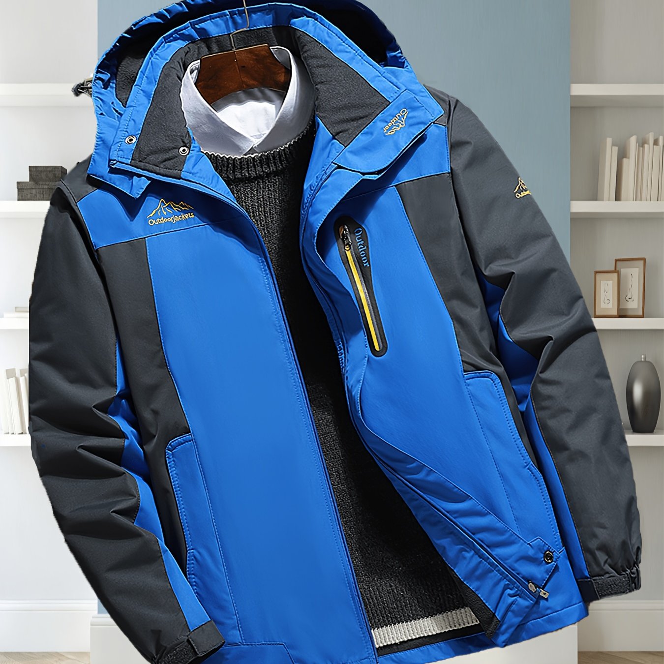TEMU Men's Plus Size Outdoor Hooded Jacket, Casual Utility Climbing Outfit, Spring/autumn Style Techwear Jacket, Fits 195-300lbs