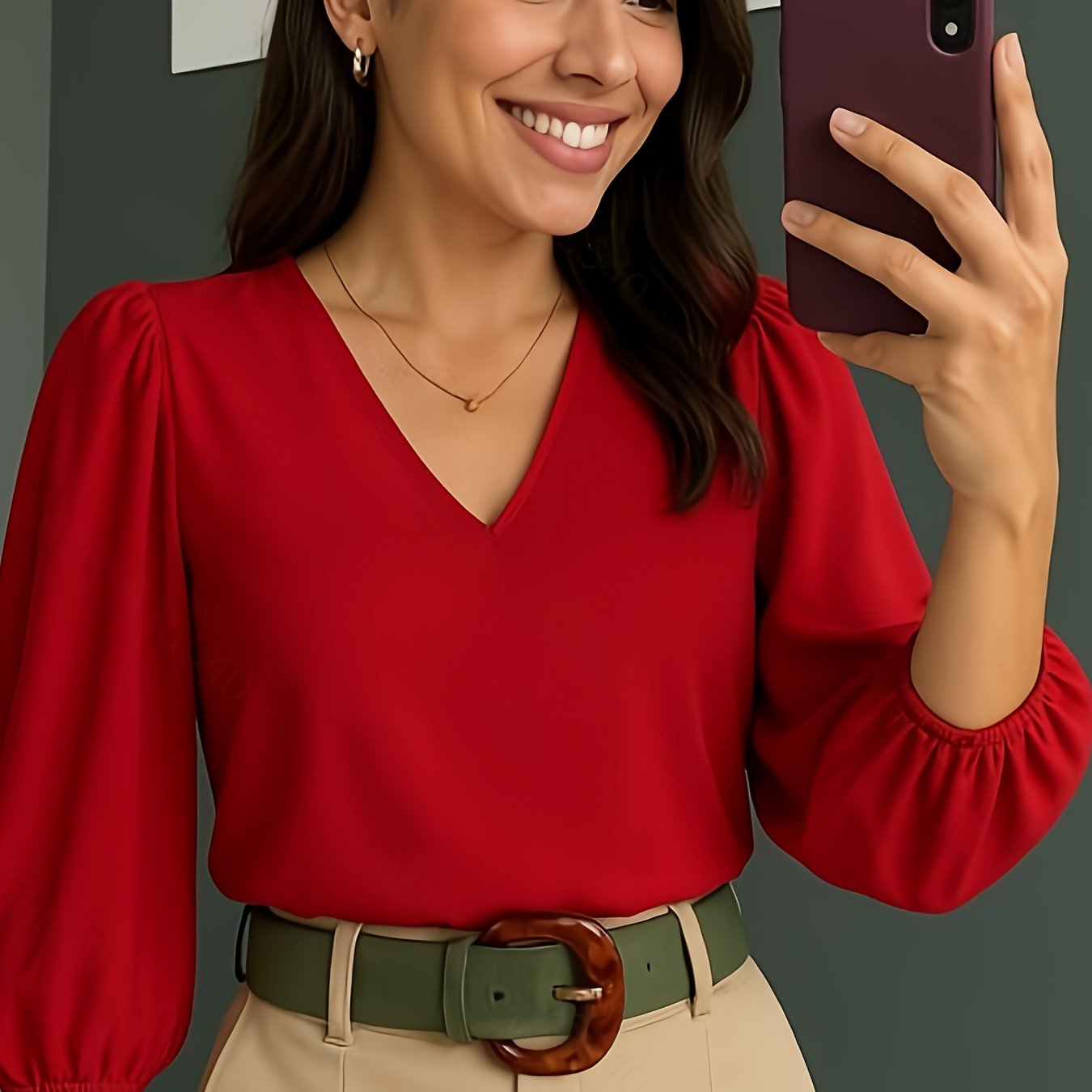 TEMU Women's 3/4 Sleeve Crepe Shirt Duna Cut Social Elegant Gospel Fashion Colors Simple Casual Elegant Party Viscose Daily Evening Holiday Birthday