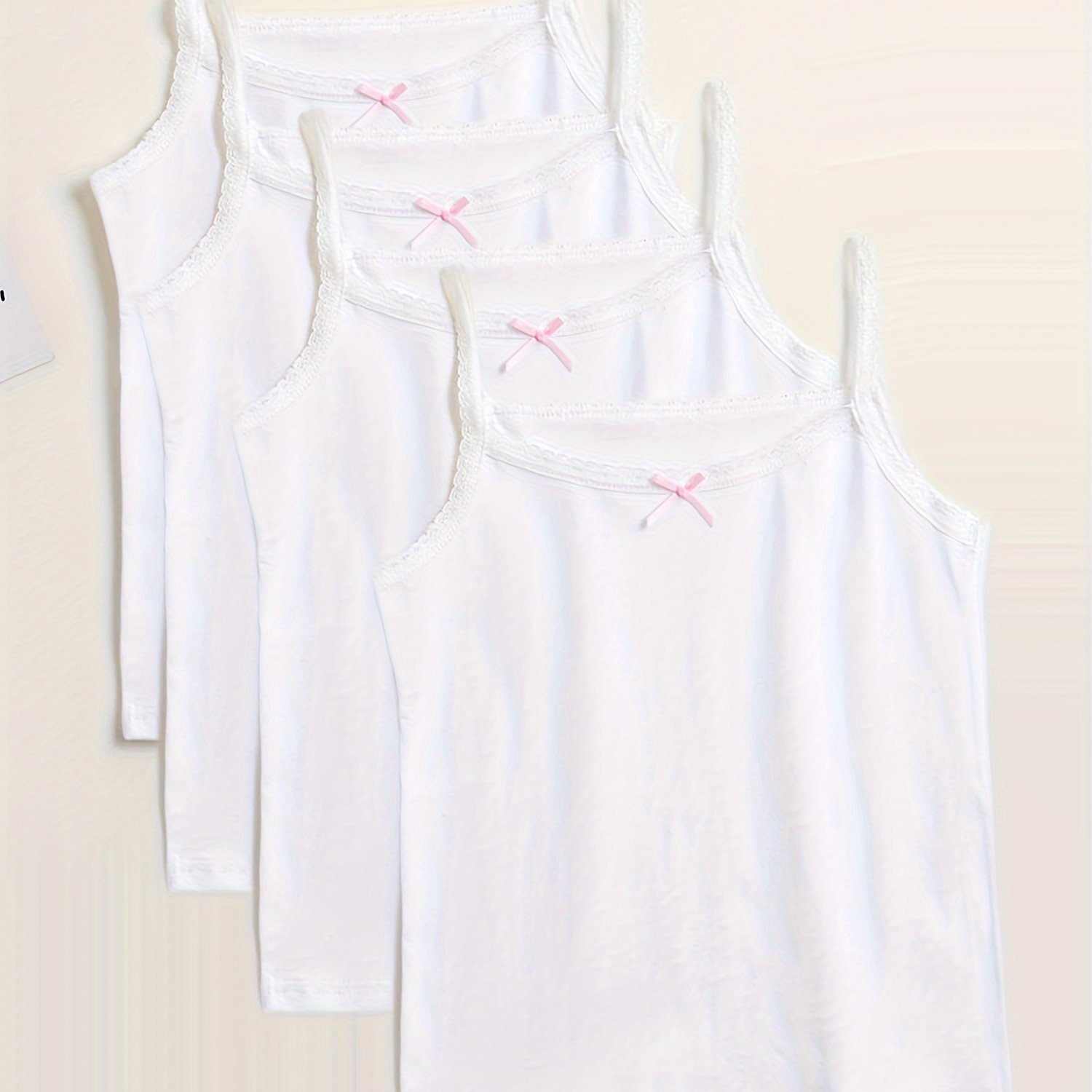 4pcs White Lace Solid Color Halter Vest Bottom Inside Wear Outside Fashion Easy Comfortable Like As Soft