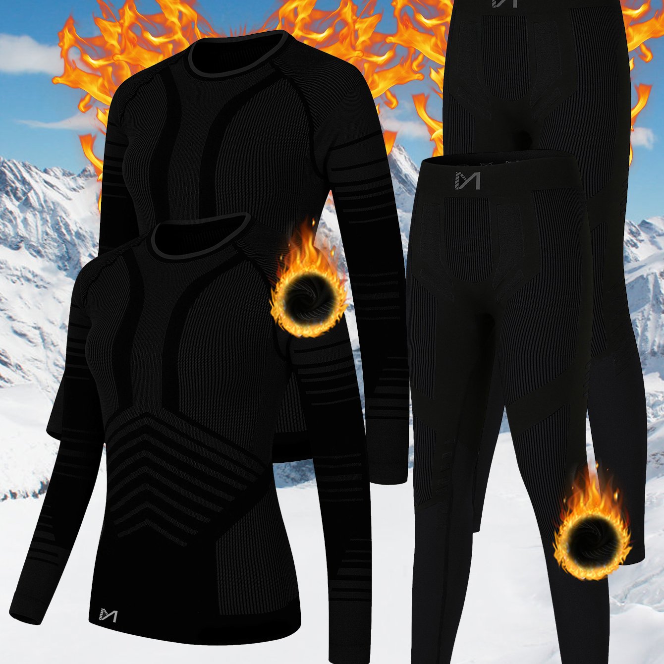 Image of Women's Thermal Underwear Set - Includes Long-sleeve Top And Pants, Made Of 62%, 8%, And 30% Nylon Fabric, Solid Color, Comfortable And Warm For Spring, Summer, And Autumn