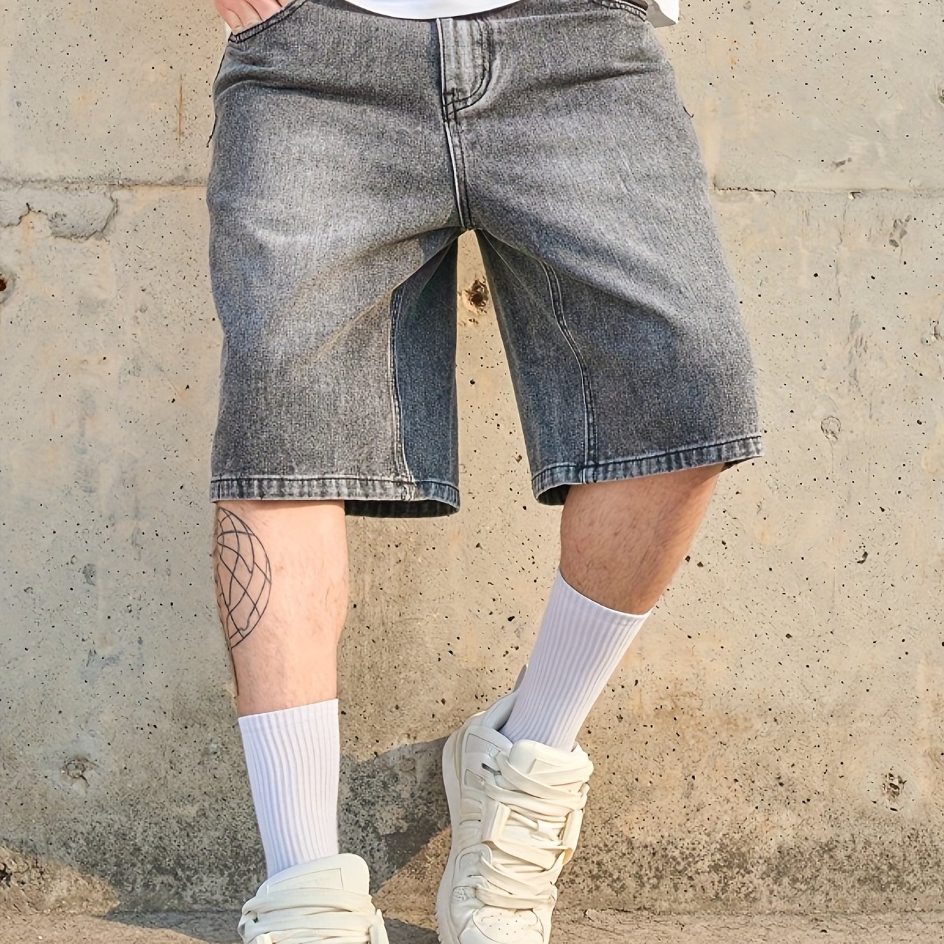 Image of 2025 Men's Denim Shorts Trendy Loose Straight Athletic Pants Fashion Casual Easy Bermuda Shorts