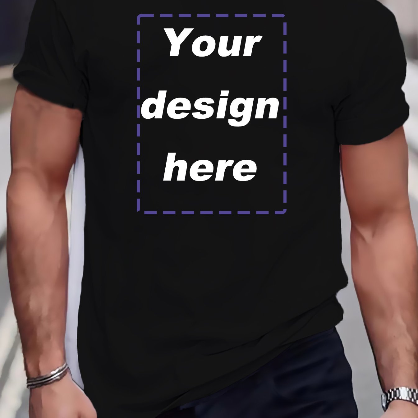 TEMU Customized Graphic Men's Short Sleeve T-shirt, Comfy Stretchy Trendy Tees For Summer, Casual Fashion Clothing