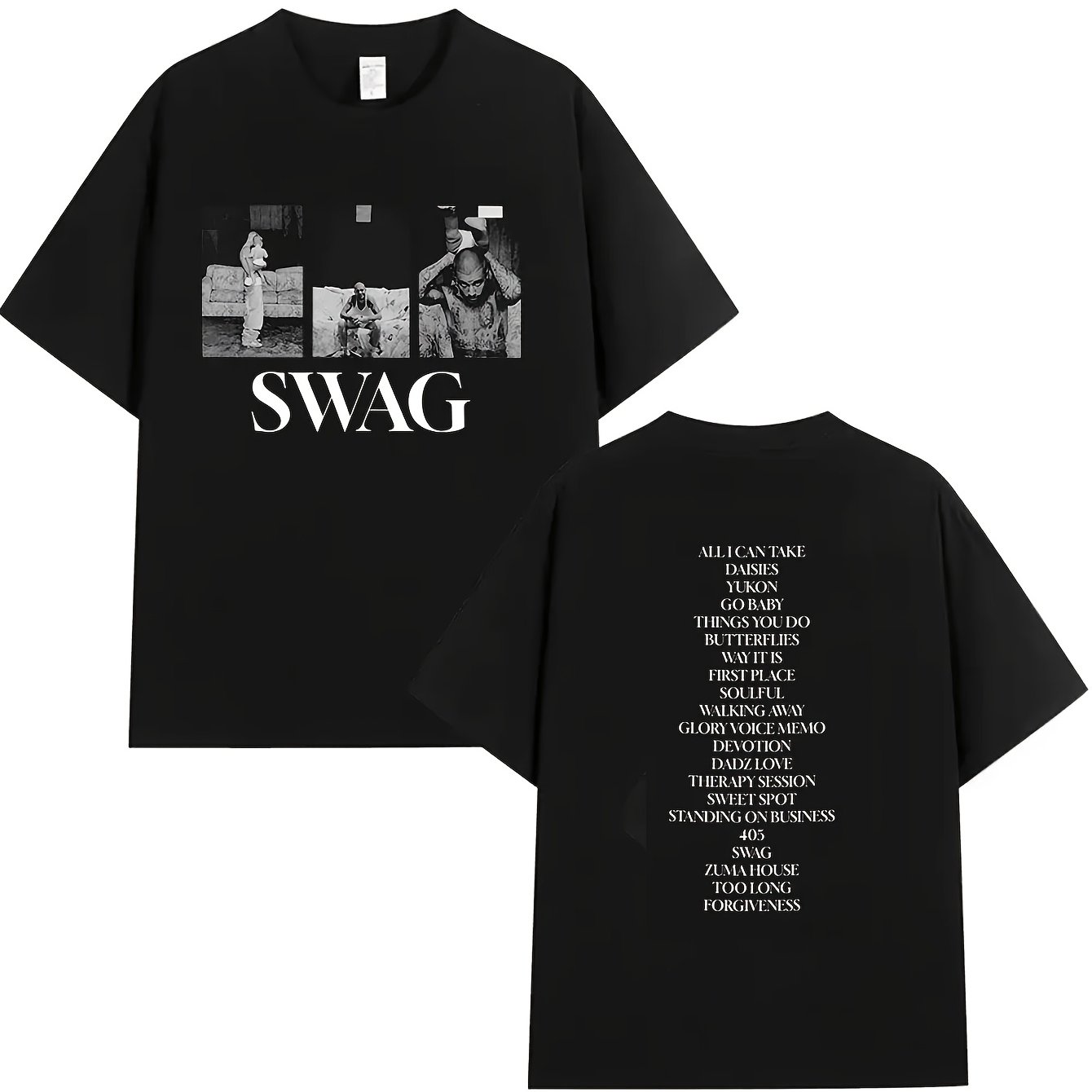 TEMU Men' & Women' -shirt - Unisex Oversized Crew Neck Short Sleeve Tee With Jb Print, Machine Washable Loose Fit Casual Shirt Suitable For , Music