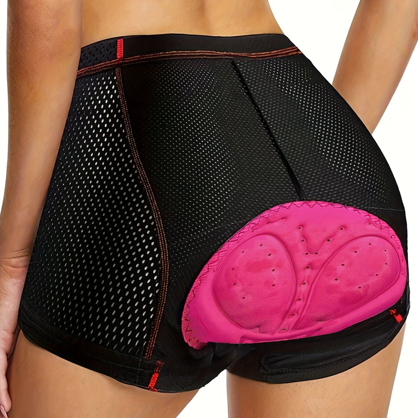 Women&#39;S Breathable Cycling Shorts - Quick Dry, Moisture Wicking, Shockproof MTB Bike Wear in Black with Red Accents, Spring Summer Fall, Short Length, Solid Color, Medium Stretch Fabri