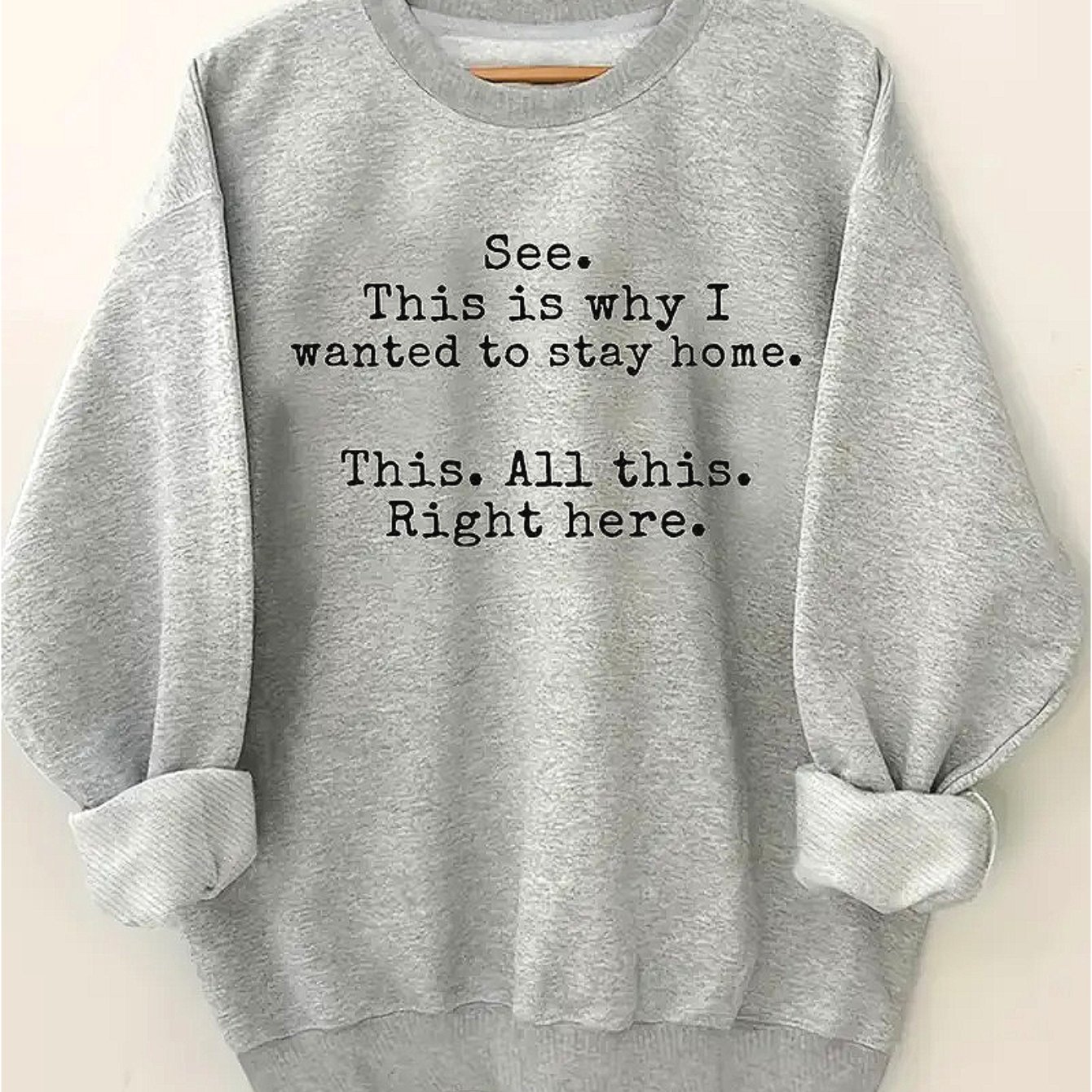 Casual Crew Neck Sweater With Letter Print For Women, Long Sleeve Pullover Suitable For Autumn And Winter, Grey Sweatshirt