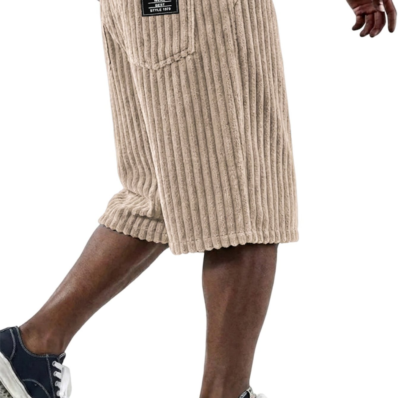 TEMU 2026 American New Style Men's Corduroy Vertical Stripe Loose Casual Shorts Mid-length Shorts Trendy Summer