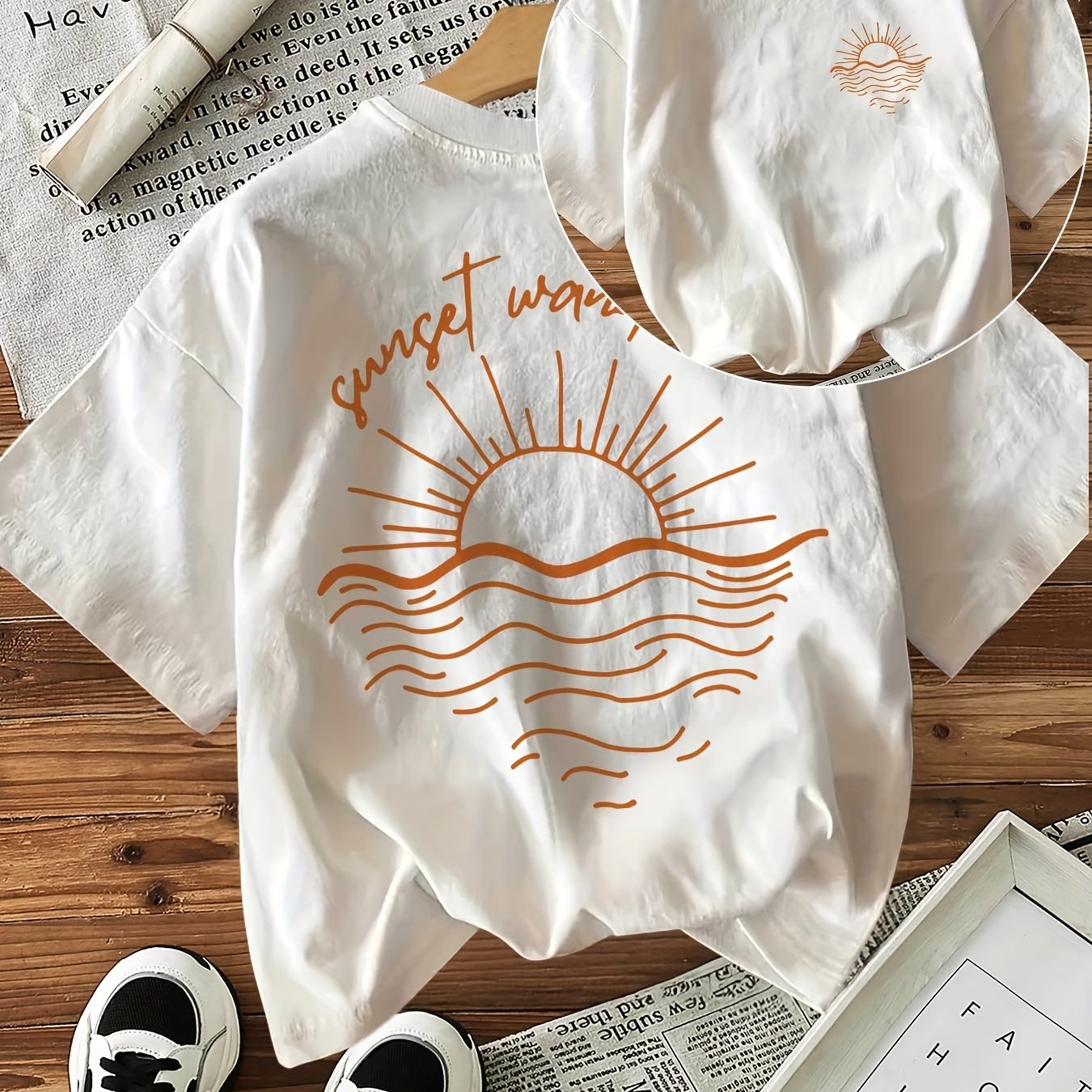 Graphic Print T-shirt, Short Sleeve Crew Neck Casual Top For Summer And Spring, Women's Clothing