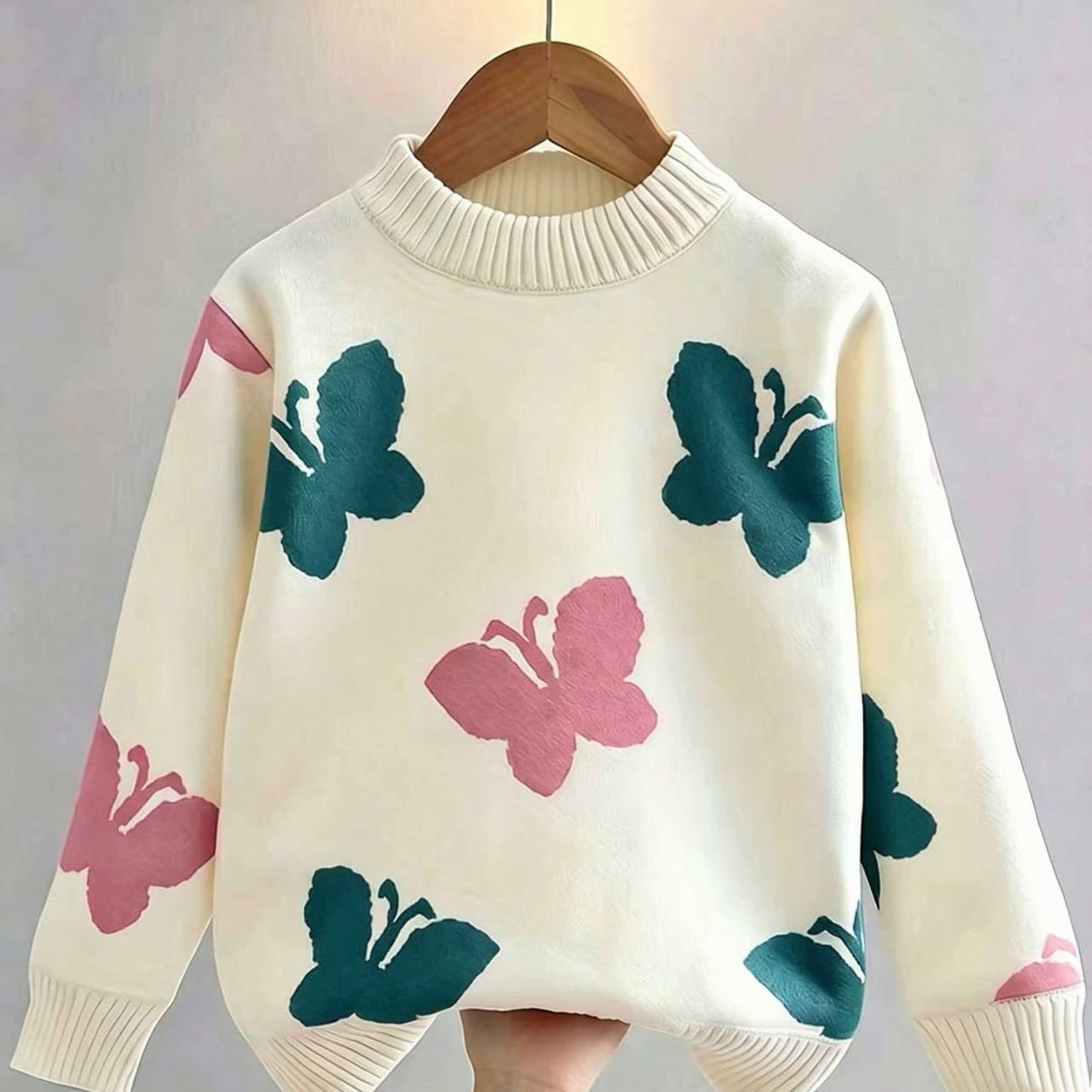 TEMU Girls' Round Neck Sweater Pullover Autumn And Winter