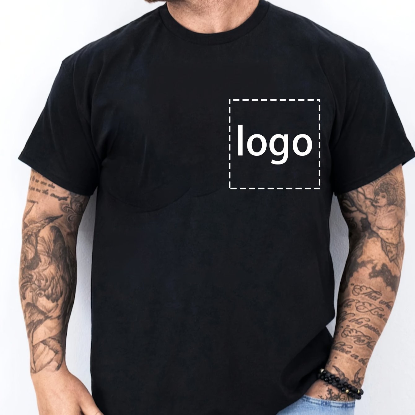 TEMU Customizable Men's T-shirt - Self- Photos And Logos, Suitable For Parties, Teams, And Daily Wear | | Durable Print, Personalized Design Work