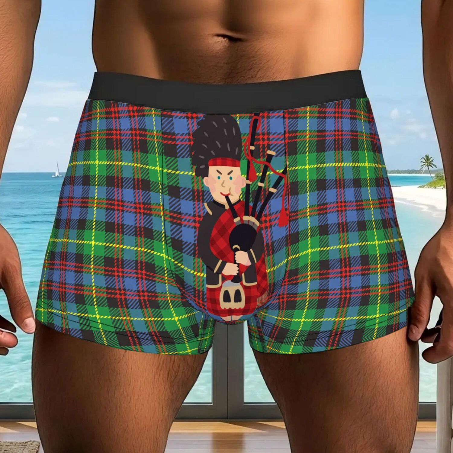 TEMU [printed Design - Not Textured] 1pc Scottish Tartan Scotland Celtic Heritage Underpants 2d Flat Printing Men's Briefs Sexy Shorts Boxer