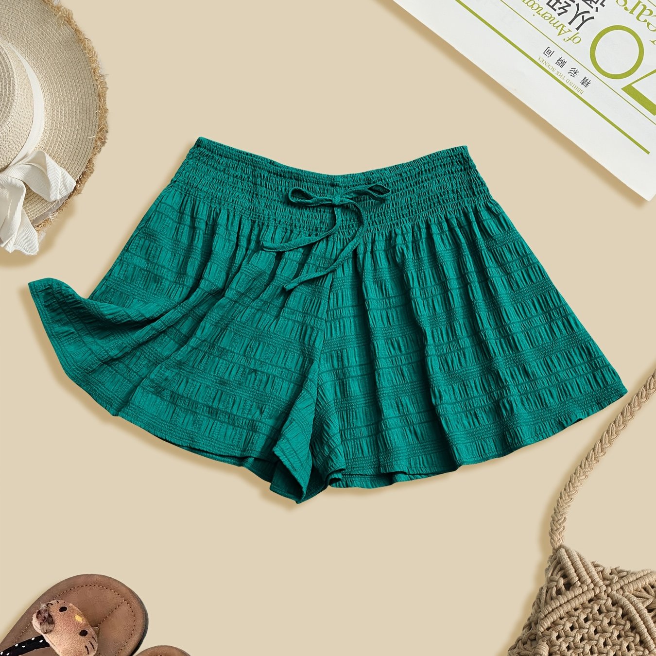 TEMU Plus Size, Didi Solid Color Casual Vacation Plus-size Shorts