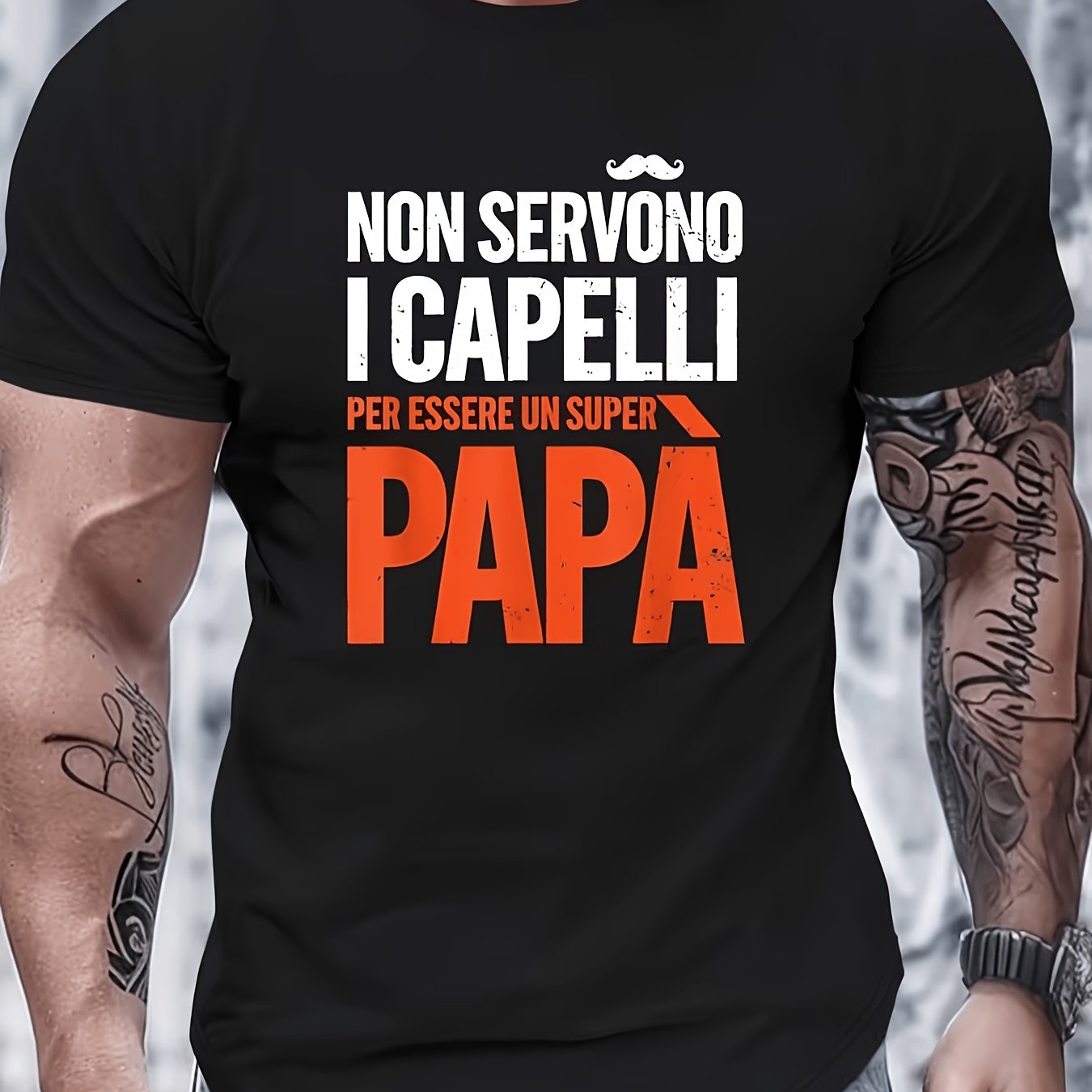 TEMU T-shirt da con umoristica italiana stampata: "Non Servono I Capelli Per Un " (Non mi servono i capelli per un super pap�) - un regalo di Natale
