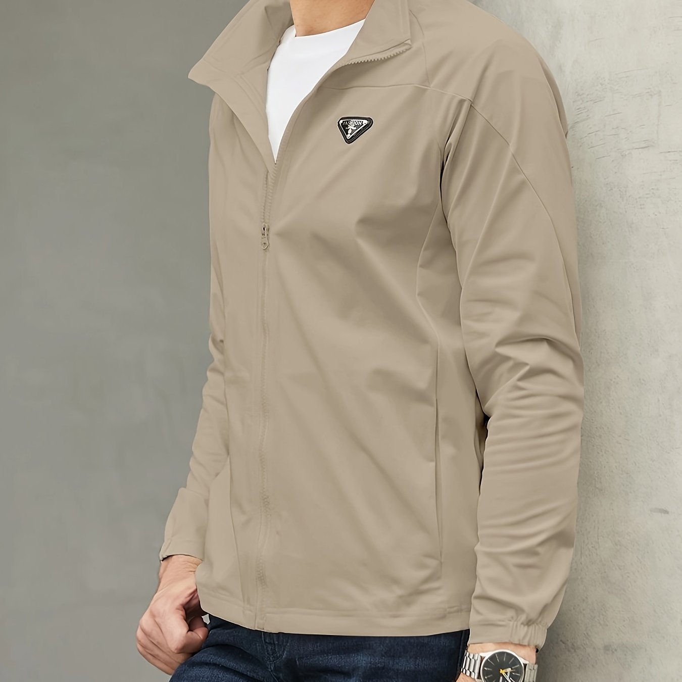 Men Casual Full Zipper Jacket Long Sleeve Athletic Sport Coat Boy