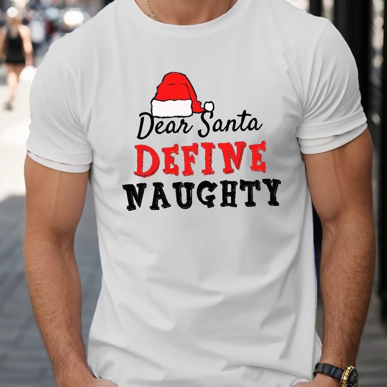 dear Santa Define Naughty? Letters Print Casual Crew - Temu