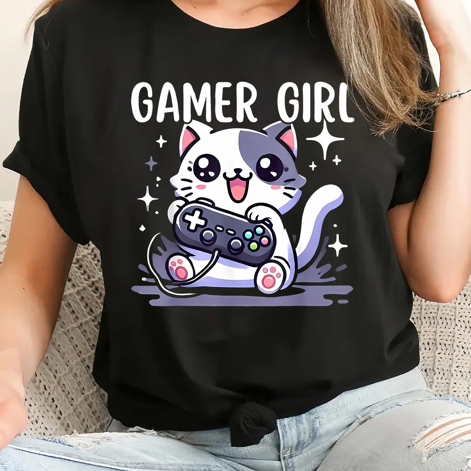 TEMU Tendance Motif Chat Lettre Cartoon, Vêtements de Sport Décontractés pour Femmes, Sweat-shirt Décontracté pour Femmes, T-Shirt Décontracté à