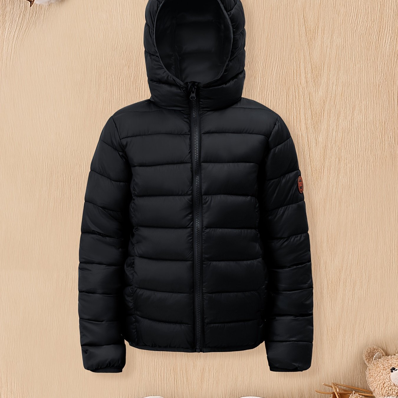 Garden Boys' Jacket Hooded Zip-up Quilted Warm Coat Suitable For Winter Daily Outdoor
