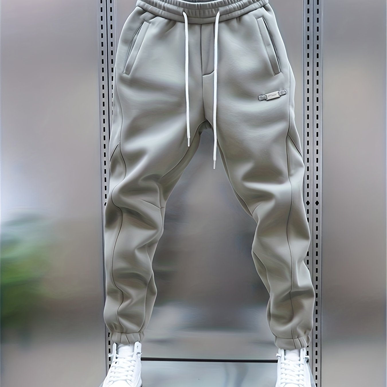 Image of Black Casual Long Pants Skinny Trousers Spring Autumn Winter Loose Waist Ankle Pants Versatile Athletic Sweatpants Student Outdoor Travel Warm Outfit