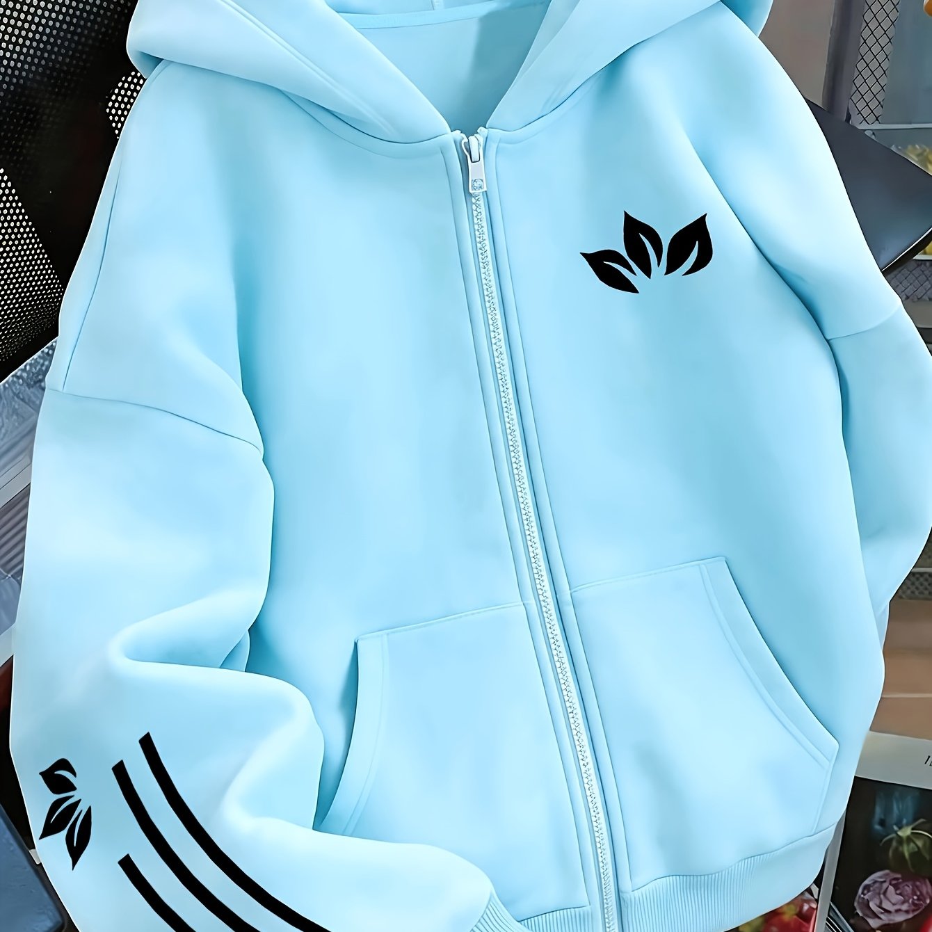 TEMU Artistic Pattern Print - Y2k Zip-up Hoodie - Fashionable And Comfortable Zip-up Jacket, Suitable For Casual Sportswear, Casual Sportswear