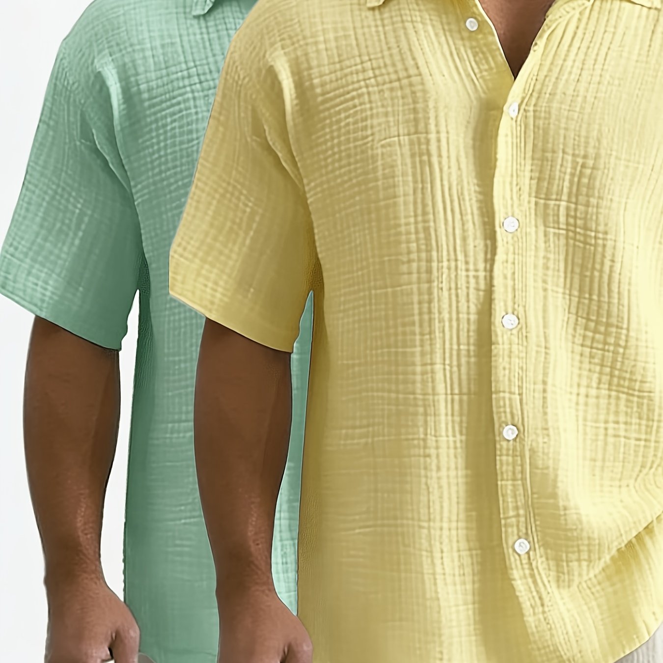 2pcs Men's Short Sleeve Shirts Casual Lightweight Button Shirt Beach Vacation Summer Tops, Men's New Summer Loose-fit Casual 100% Short-sleeve Shirt, In Multiple Colors, Perfect As A Gift