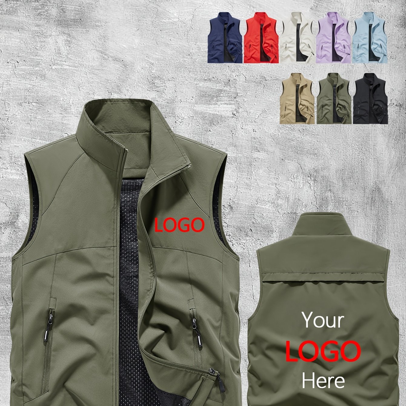 TEMU Custom Logo Men'-layer Vest, Casual Men's Vest, Advertising Vest, Outdoor Sports Jacket, , Customized With Company Name, Suitable For ,