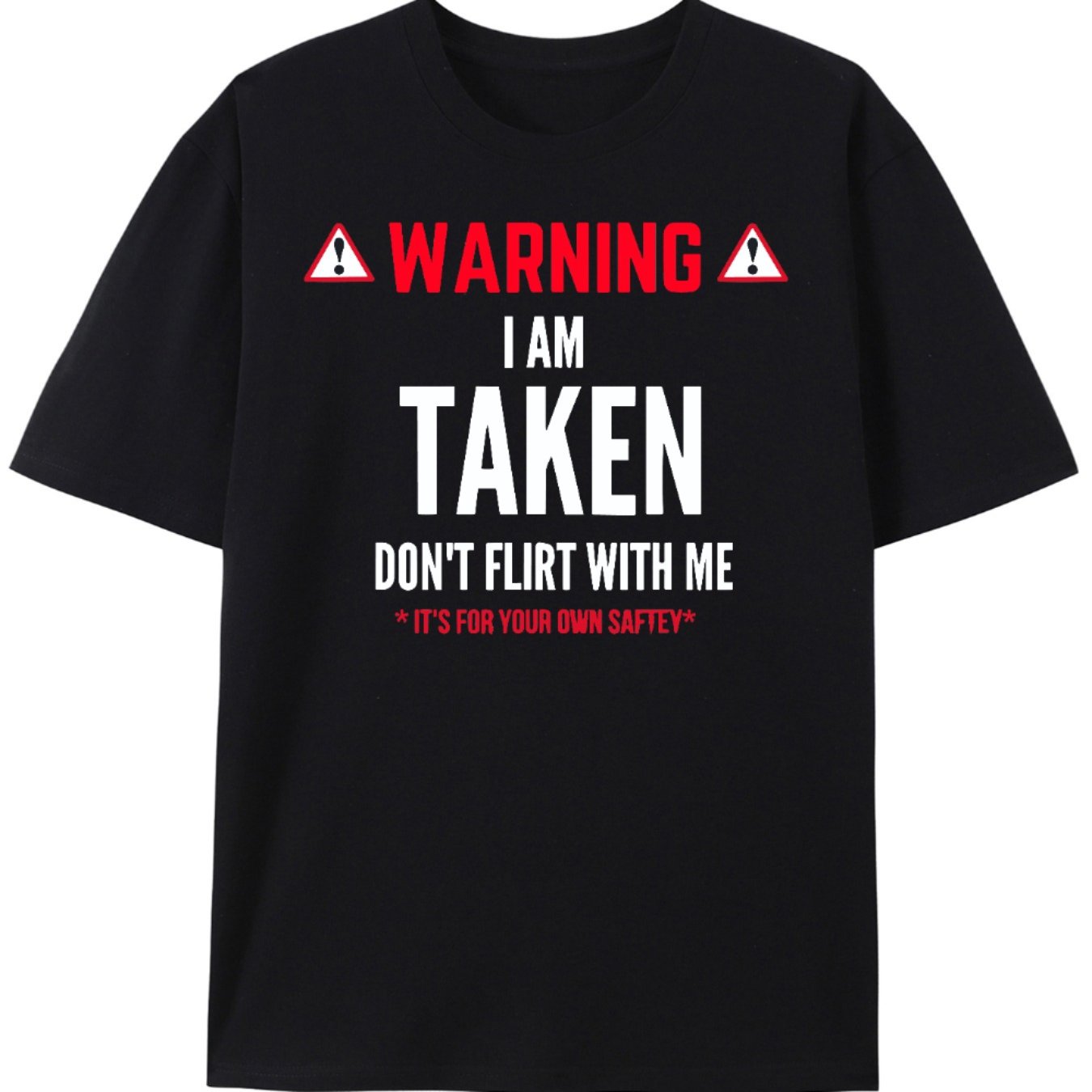 TEMU 1pc Men's Casual Cotton T-shirt With "i Am " Warning Graphic - Round Neck, Short Sleeve, Geometric Pattern, Stretch Fabric, Unisex Tee For All