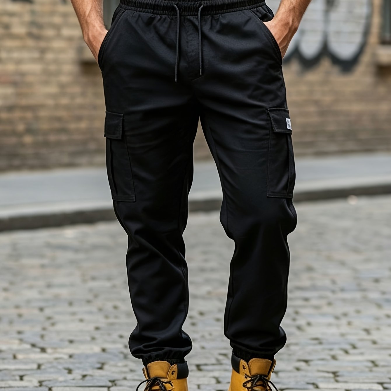 TEMU Men's Outdoor Sports Cargo Ankle-cinching Trousers, Fashionable All-match Street Retro American Trendy Casual Tapered Pants, Style