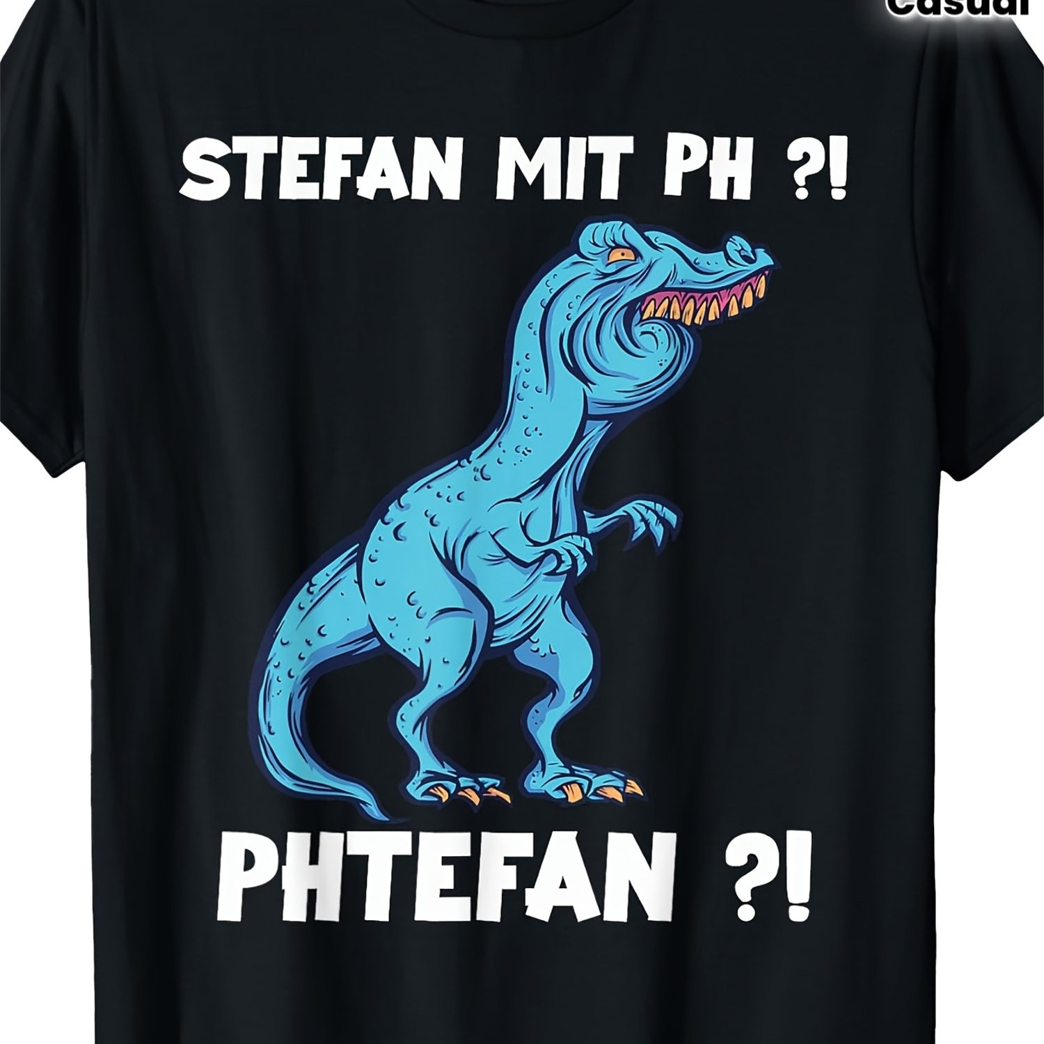 Trex Meme Dinosaur With Stefan With Ph Stephan T-shirt Crew Neck, Regular Fit, , Wear, Geometric Pattern