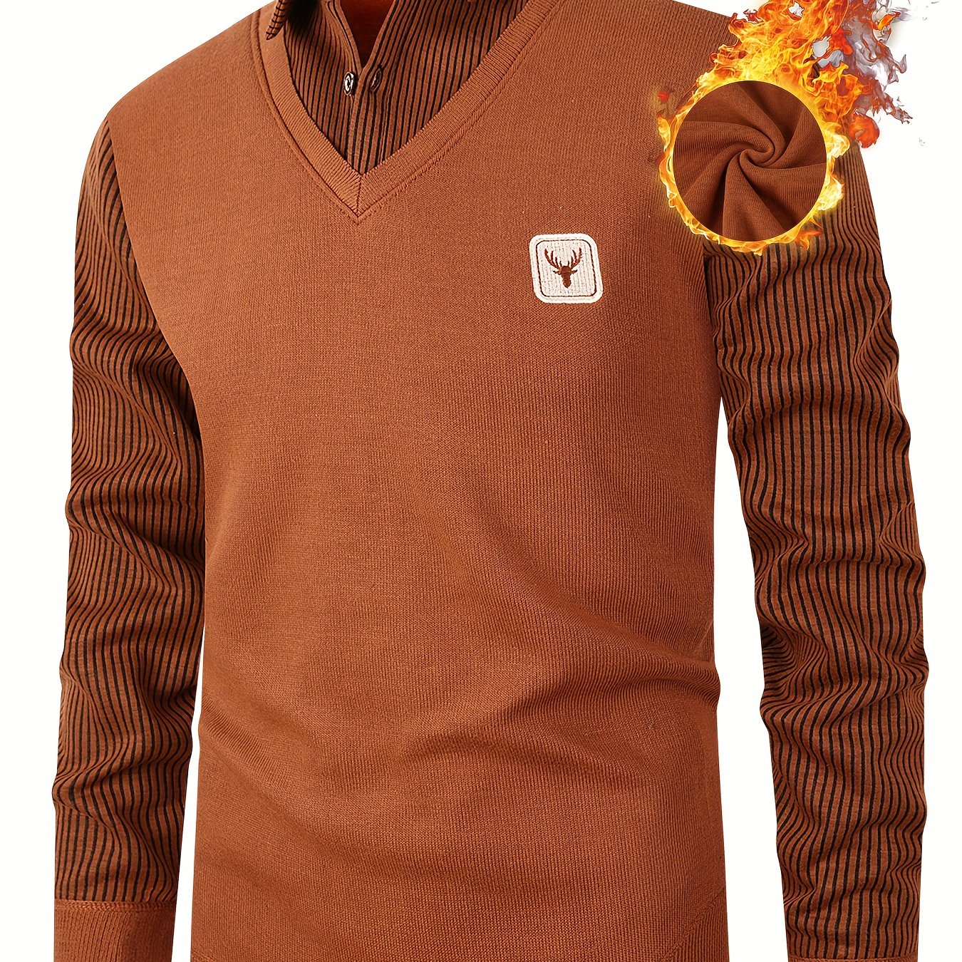 E-shop Herren Sport Strickpullover Herrenhemd Kragen Plus Samt Herren Warmer Pullover