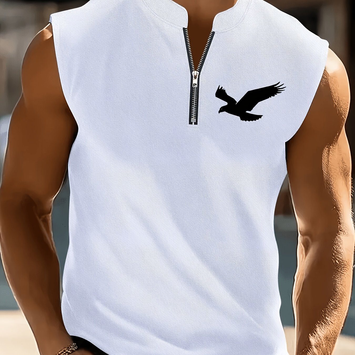 TEMU Spring Summer Men's Casual Fashion Sleeveless Henley Shirt, Spring Summer Outdoor Work Running Training Fresh Comfortable Versatile Men's Casual