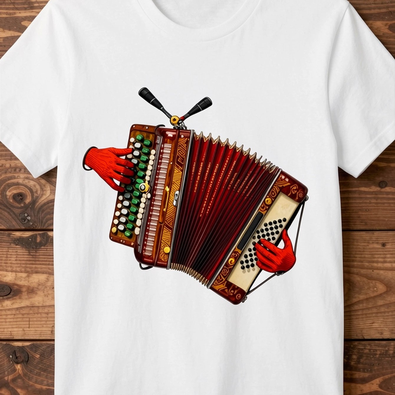 Image of Men's T-shirt Accordion Music Instrument Design Summer Wear Gift For Music Lovers