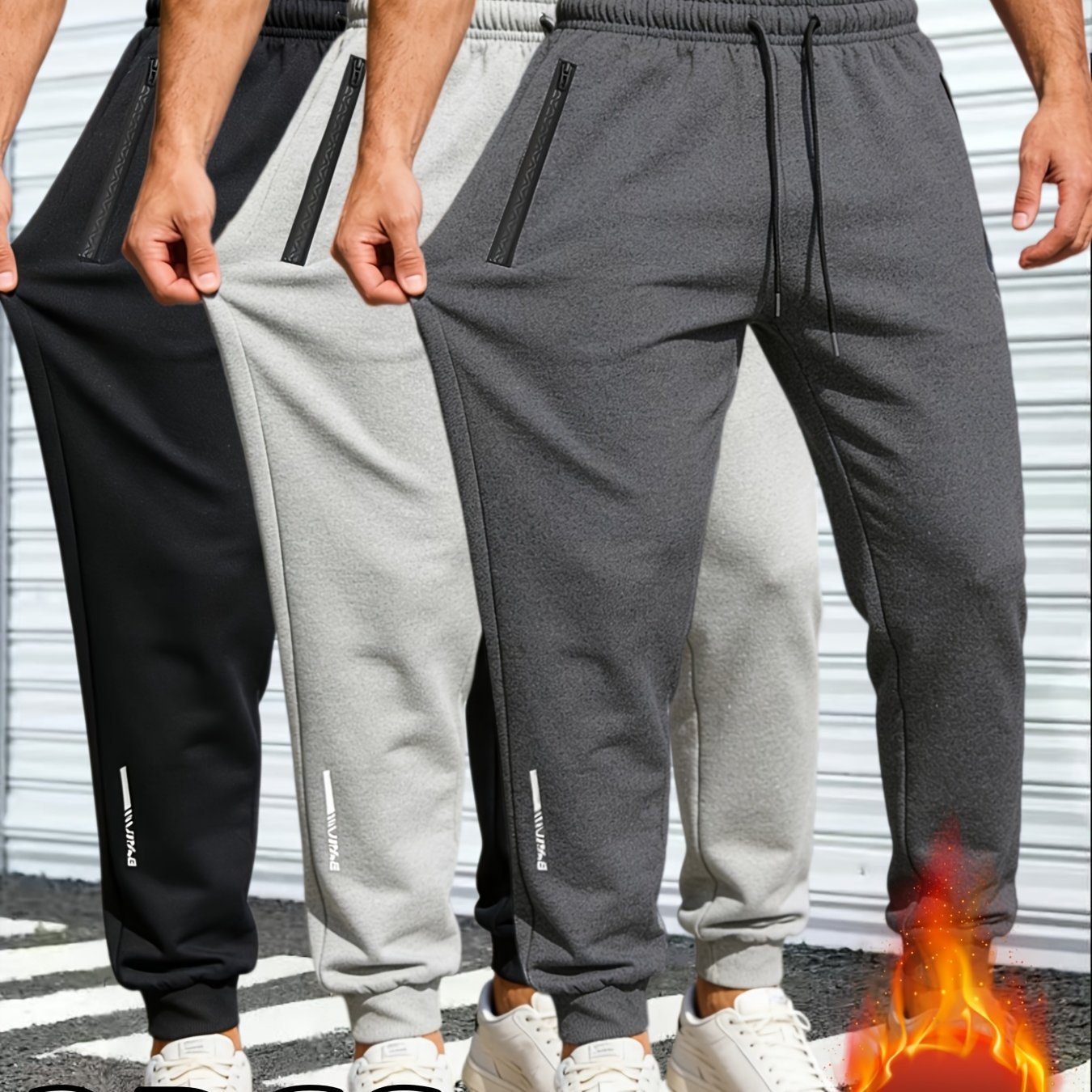 TEMU 3pcs Men's Thermal Casual Pants, Autumn/winter Essentials