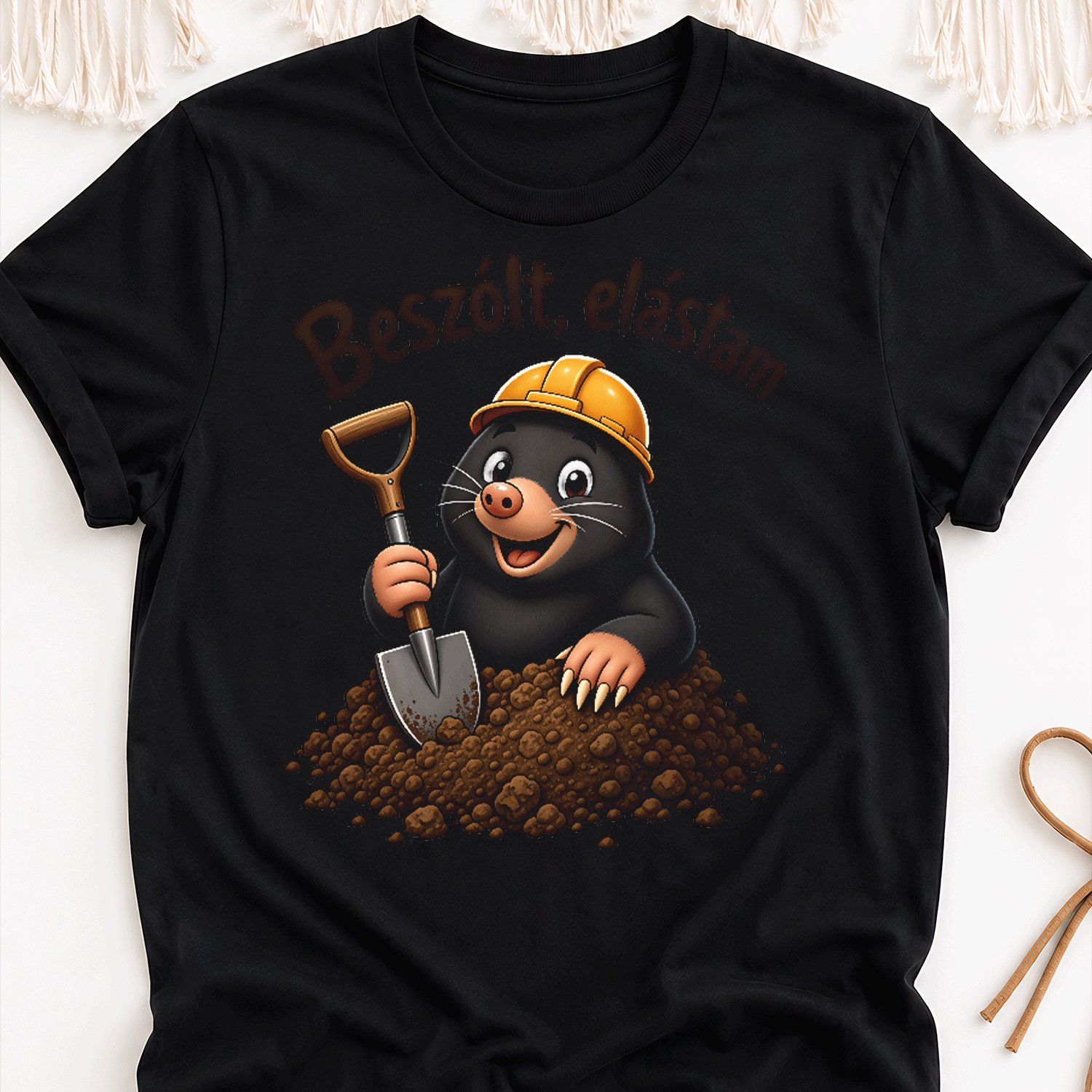 Image of Funny Mole Digger Hungarian Quote Cute Cartoon Shirt Overseas Printing Y2k Oversized Unisex T-shirt For Men Women Retro 2000s Streetwear Baggy Graphic Tee
