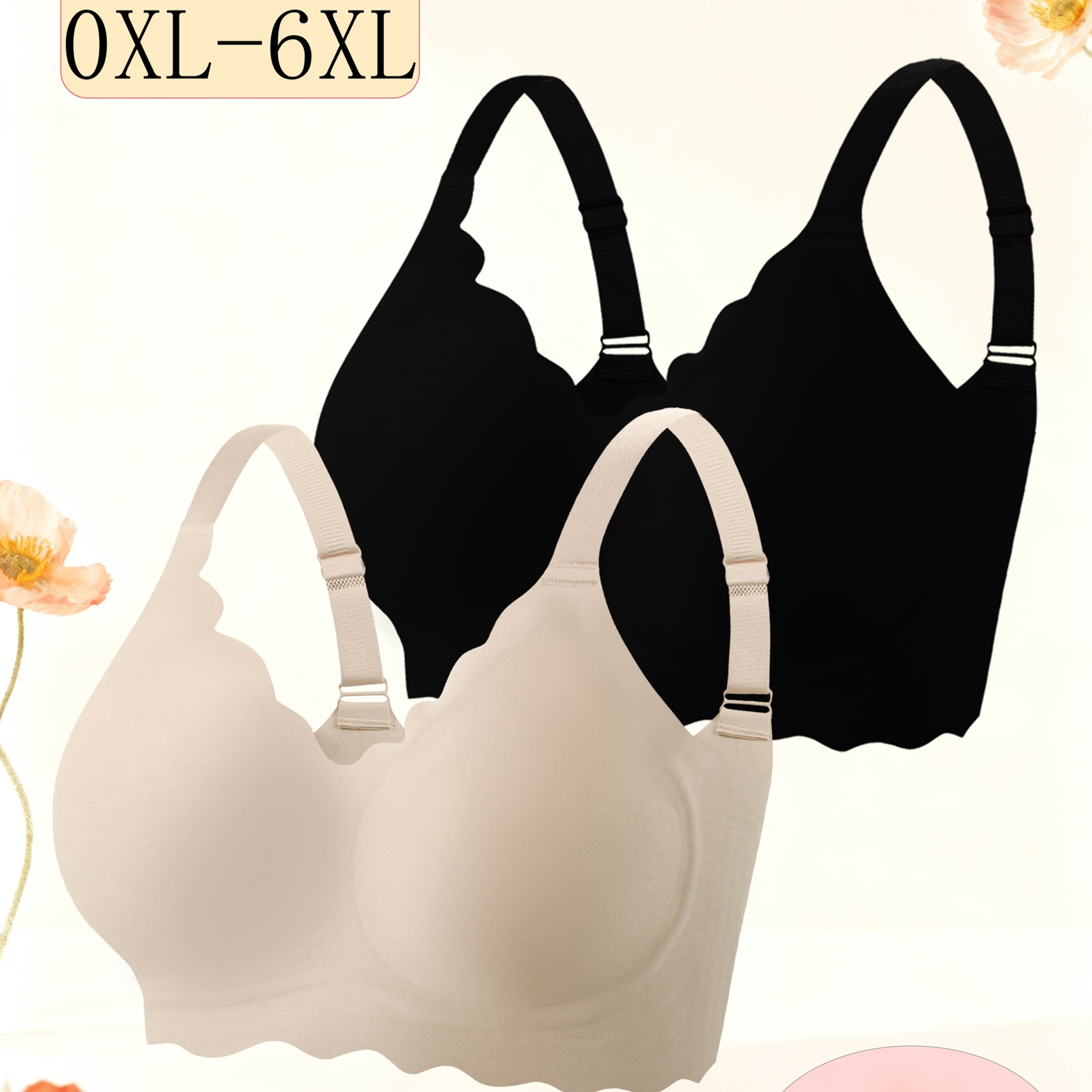 Two-piece Plus Size Seamless Soft Fabric, Wire-free Comfortable For , Breathable Bra And Underwear Set